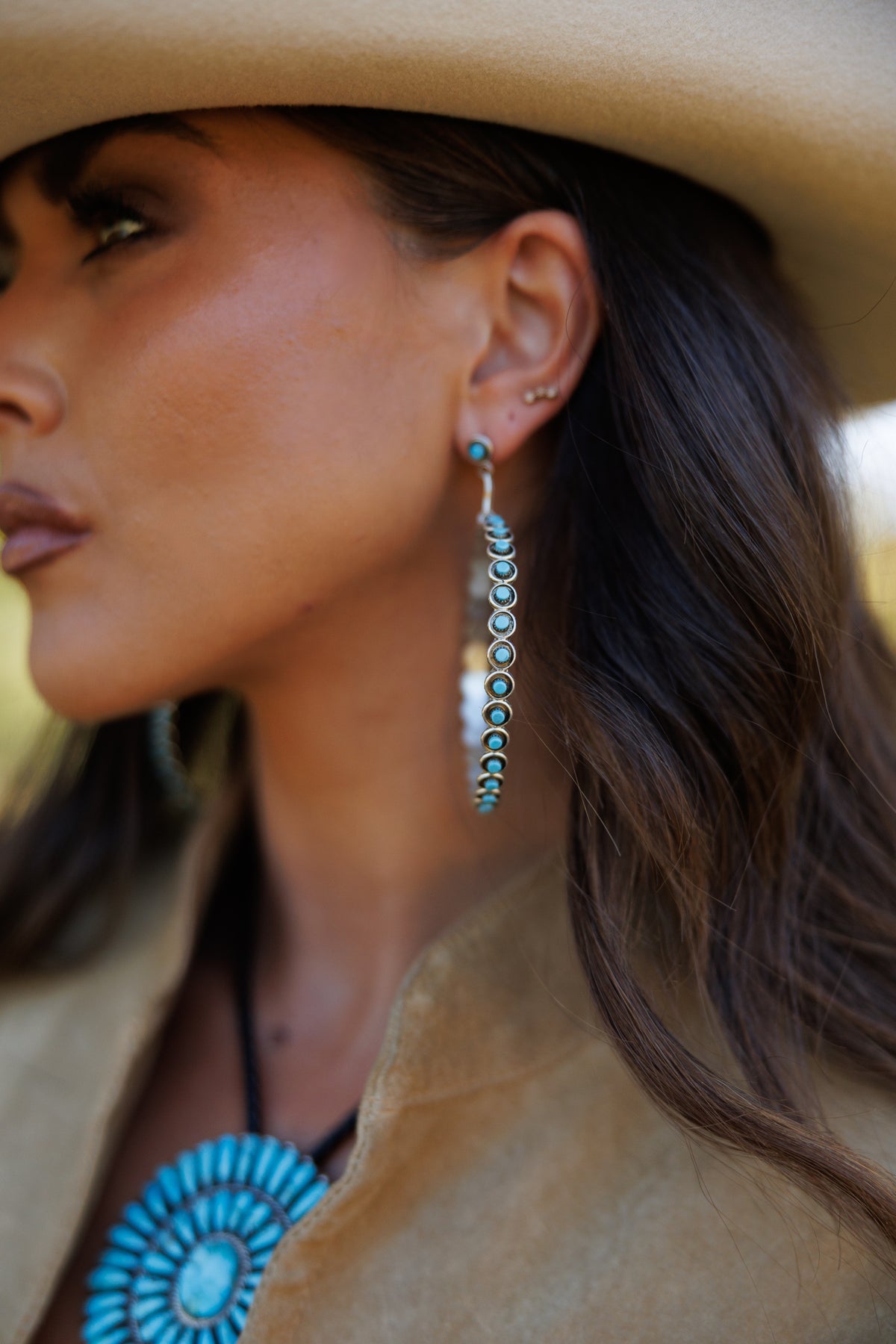 "Jolene" Kingman Turquoise Hoop Earrings