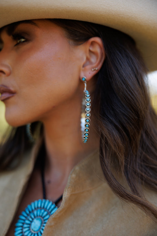 "Jolene" Kingman Turquoise Hoop Earrings