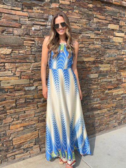 NEW!! The "Amalfi" Halter Maxi Dress in Peacock