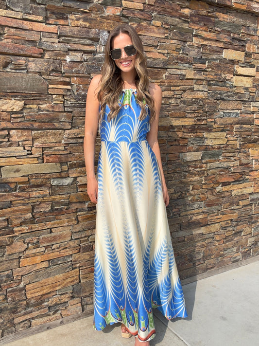 NEW!! The "Amalfi" Halter Maxi Dress in Peacock