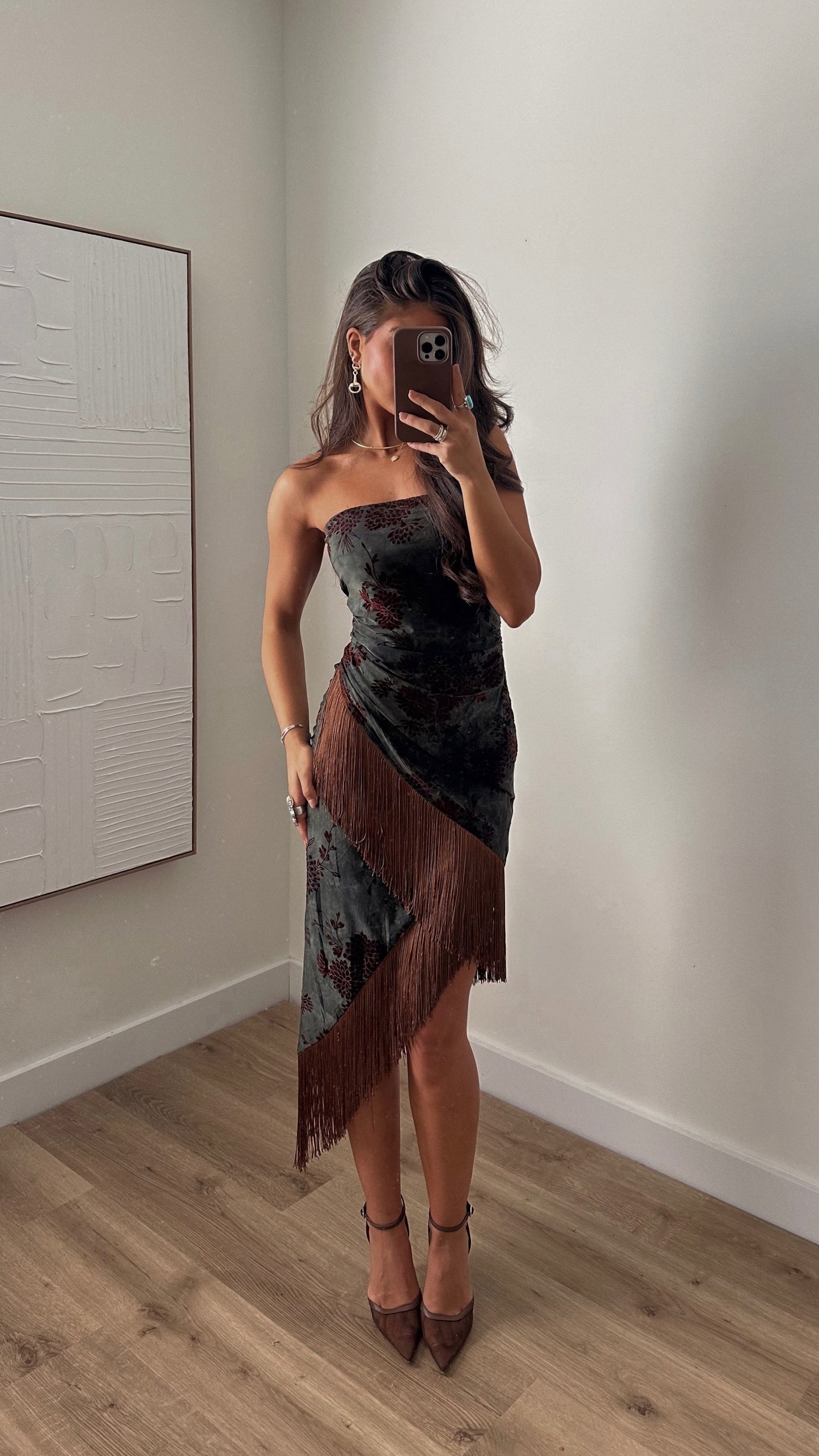 NEW!! "Ellie" Asymmetrical Fringe Midi Dress