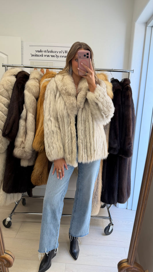 #17 Vintage Blue Fox Jacket Size Small