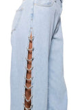 NEW!! The Lexi Denim Rhinestone Cut Out Jean (slight defect)