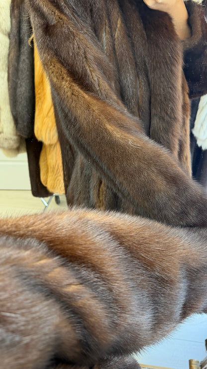 #16 Vintage Mahogany Mink Coat w/ Fox Tuxedo Size Medium