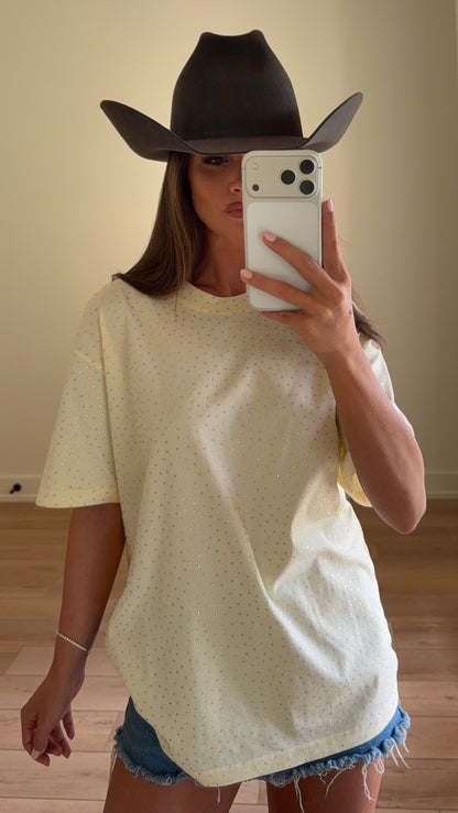 "Brooklyn" Rhinestone Tee in Yellow
