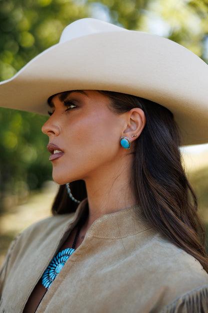 "Silver Canyon" Kingman Turquoise Stud Earring