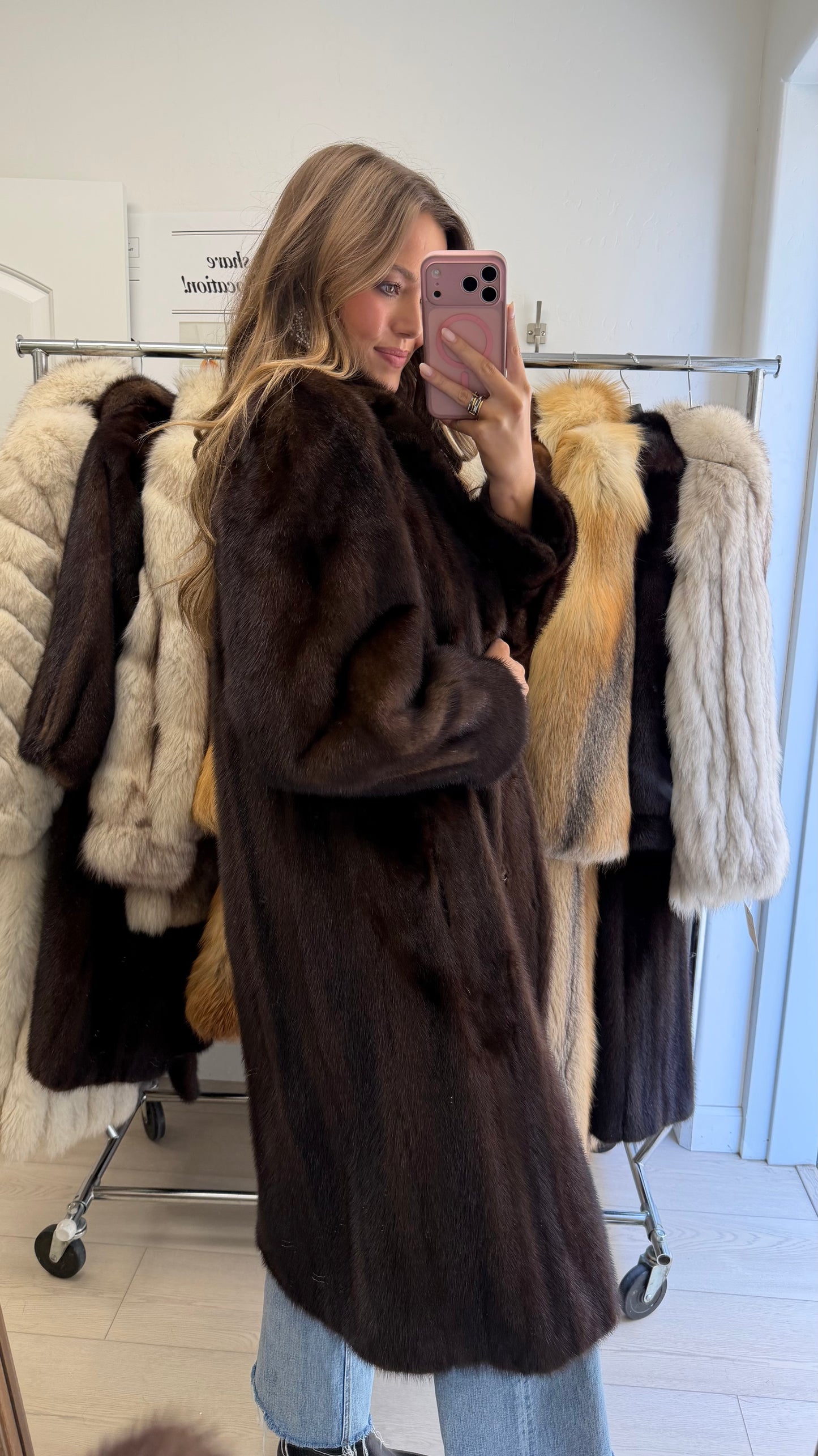 #23 Vintage Mahogany Mink Coat Size Medium