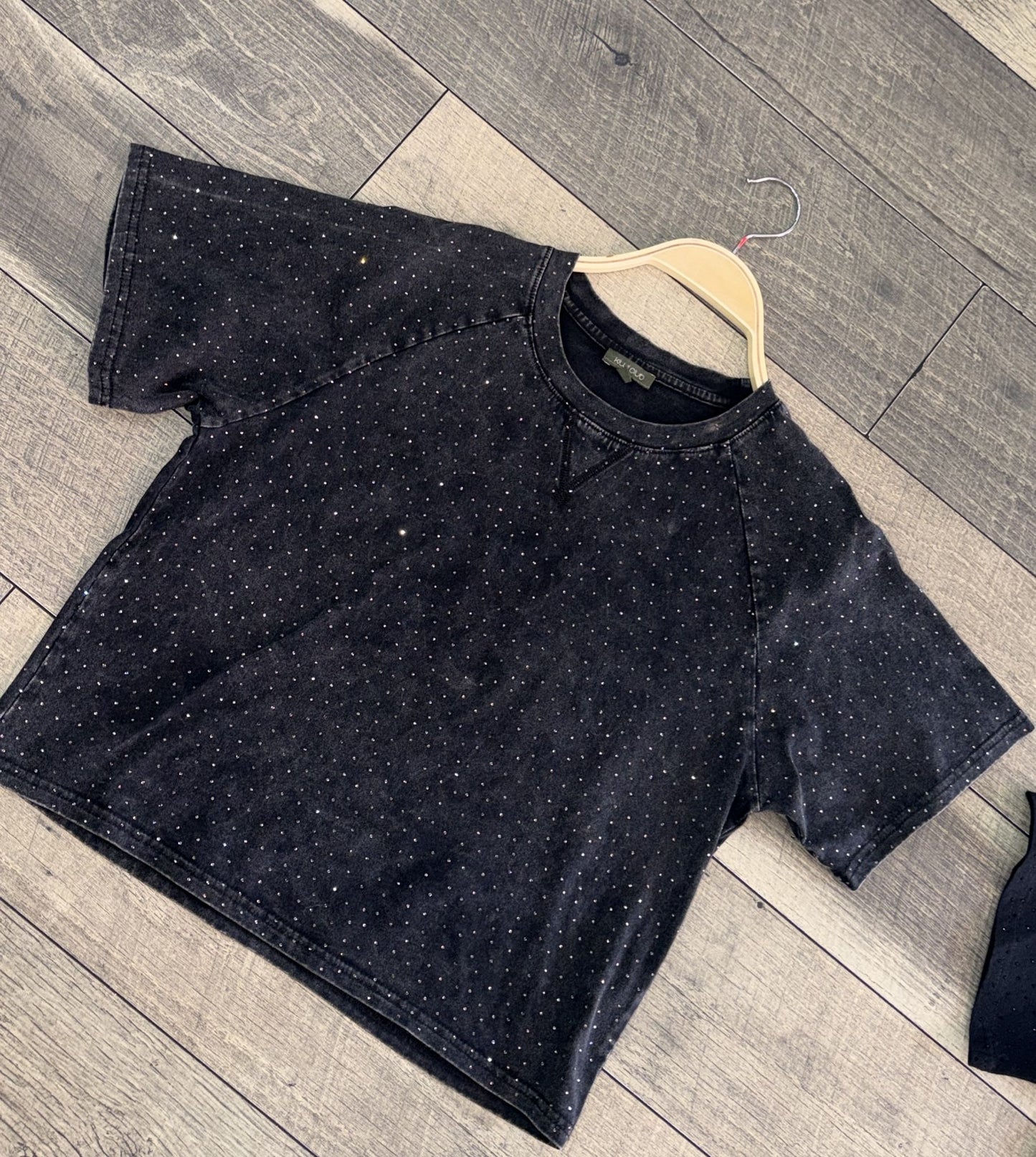 AS SEEN ON CASSIDY! The “Brooklyn" Cropped Rhinestone Tee in 5 Colors - PREORDER