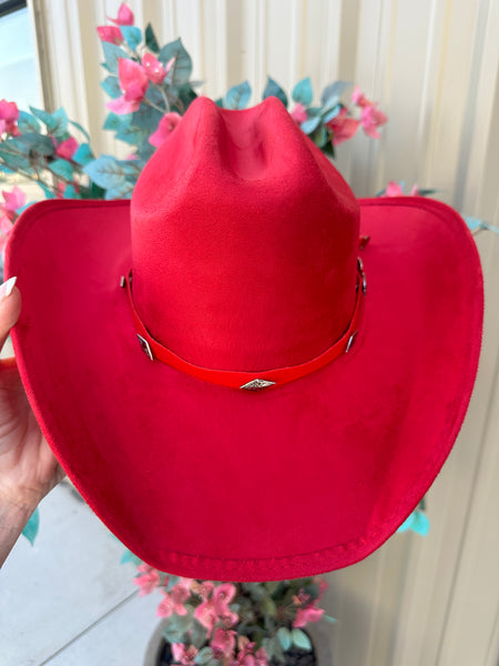 NEW!! The "Dolly" Faux Suede Cowboy Hat in Red