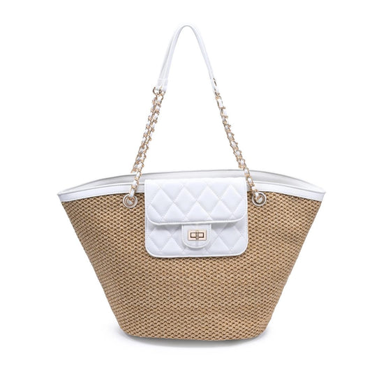 "Portofino" Straw Tote in White