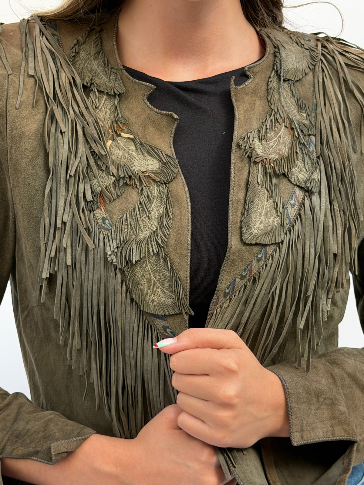 Vintage Roberto Cavalli Suede Fringe Jacket Size Medium