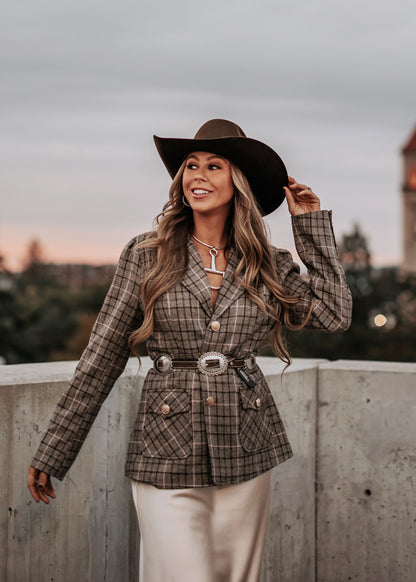 NEW!! "Heritage" Plaid Blazer w/ Gold Buttons