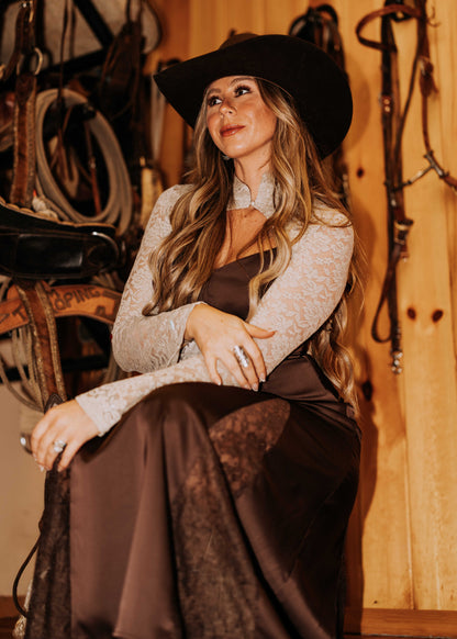 NEW!! "Final Act" Mock Neck Lace Bolero in Sand