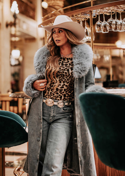Denim and Faux Fur Trench - PRE ORDER