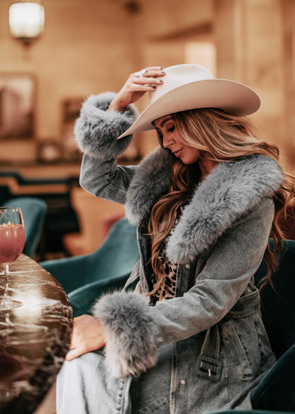 Denim and Faux Fur Trench - PRE ORDER