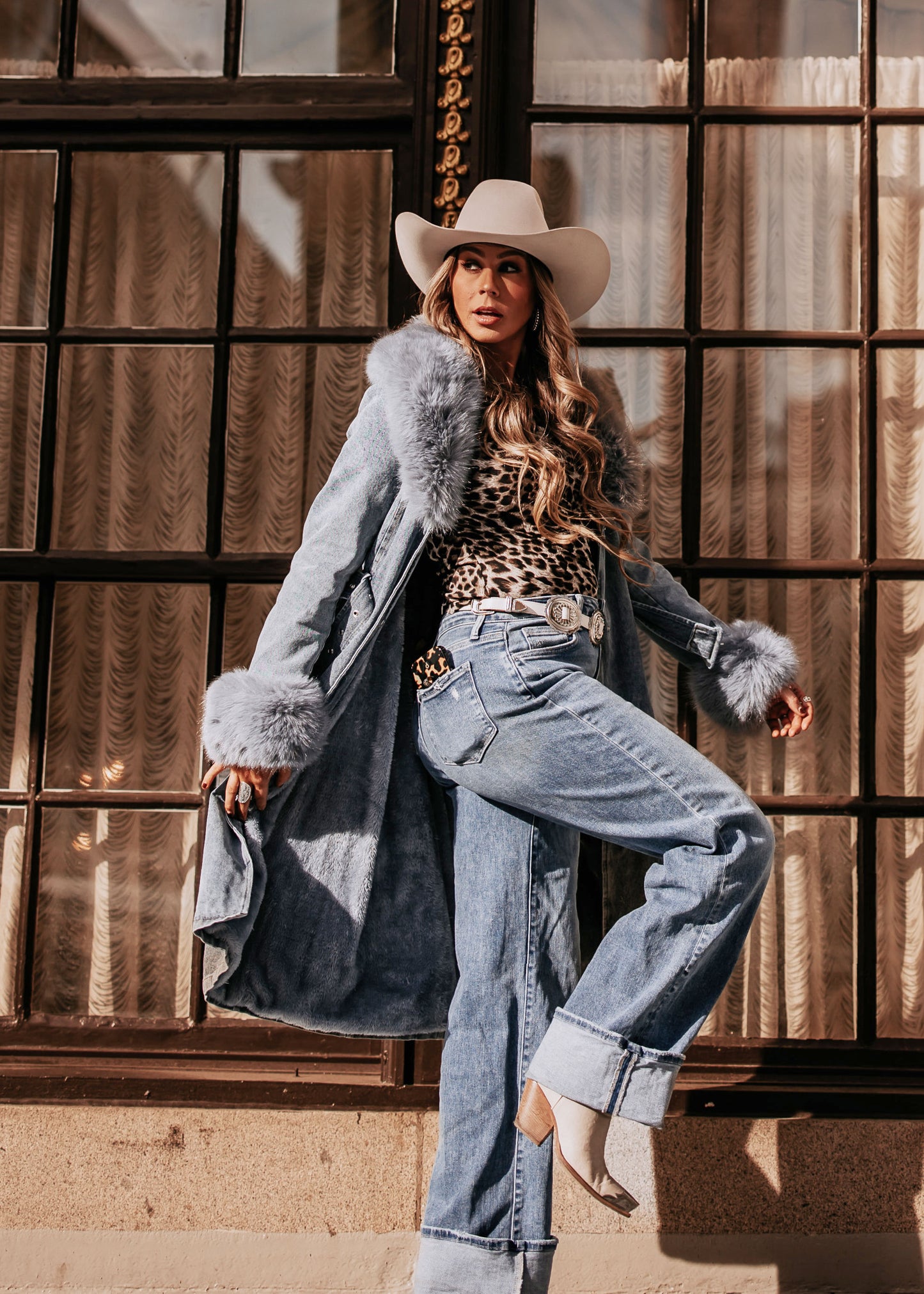 Denim and Faux Fur Trench - PRE ORDER