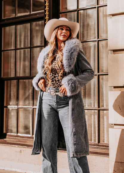 Denim and Faux Fur Trench - PRE ORDER
