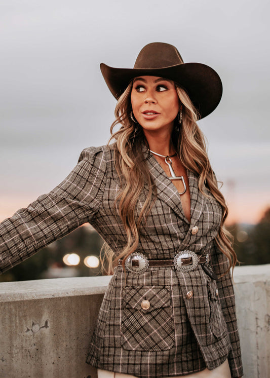 NEW!! "Heritage" Plaid Blazer w/ Gold Buttons