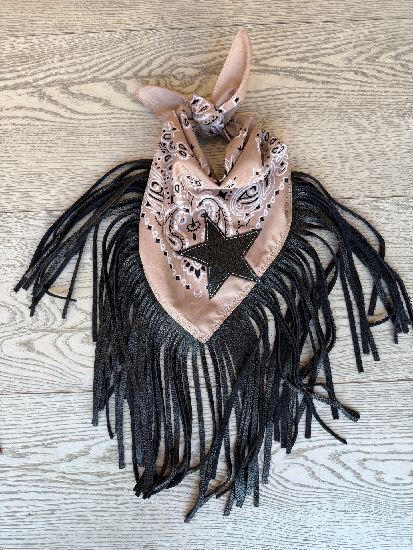 Leather Fringe & Star Bandana in 2 Colors