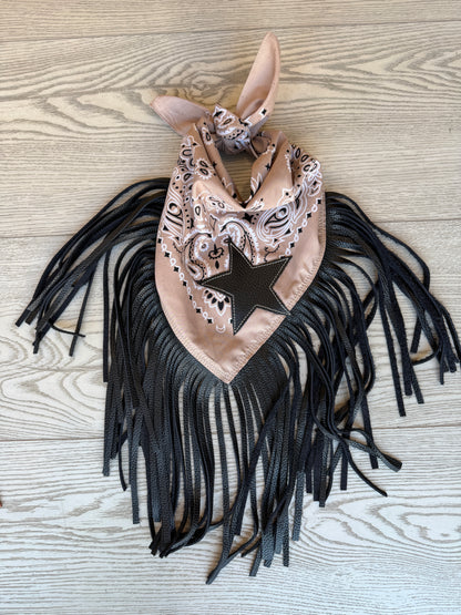 Leather Fringe & Star Bandana in 2 Colors