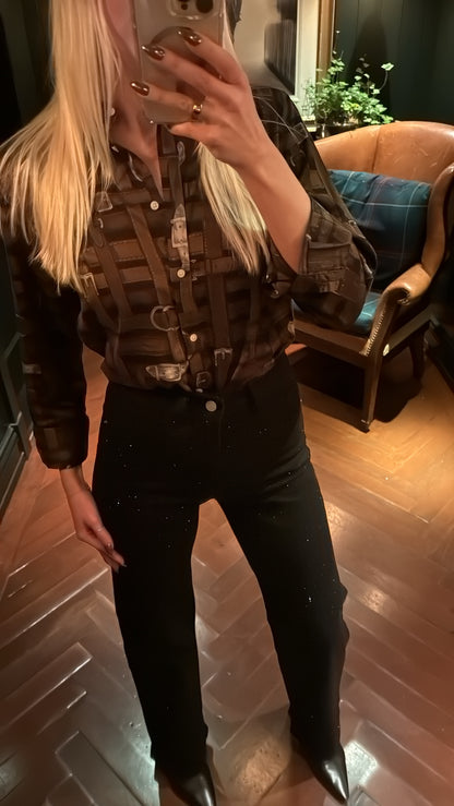 NEW!! Vintage Ralph Lauren Belt And Buckle Trompe L’oeil Archival Shirt Size Medium (fits like a small)