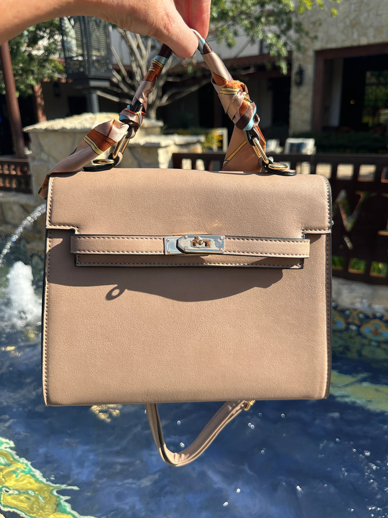 NEW!! Icon Structured Top handle Purse in Tan