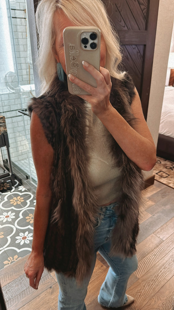 NEW!! Fox and Coney Recycled, Vintage Fur Vest in 4 Colors