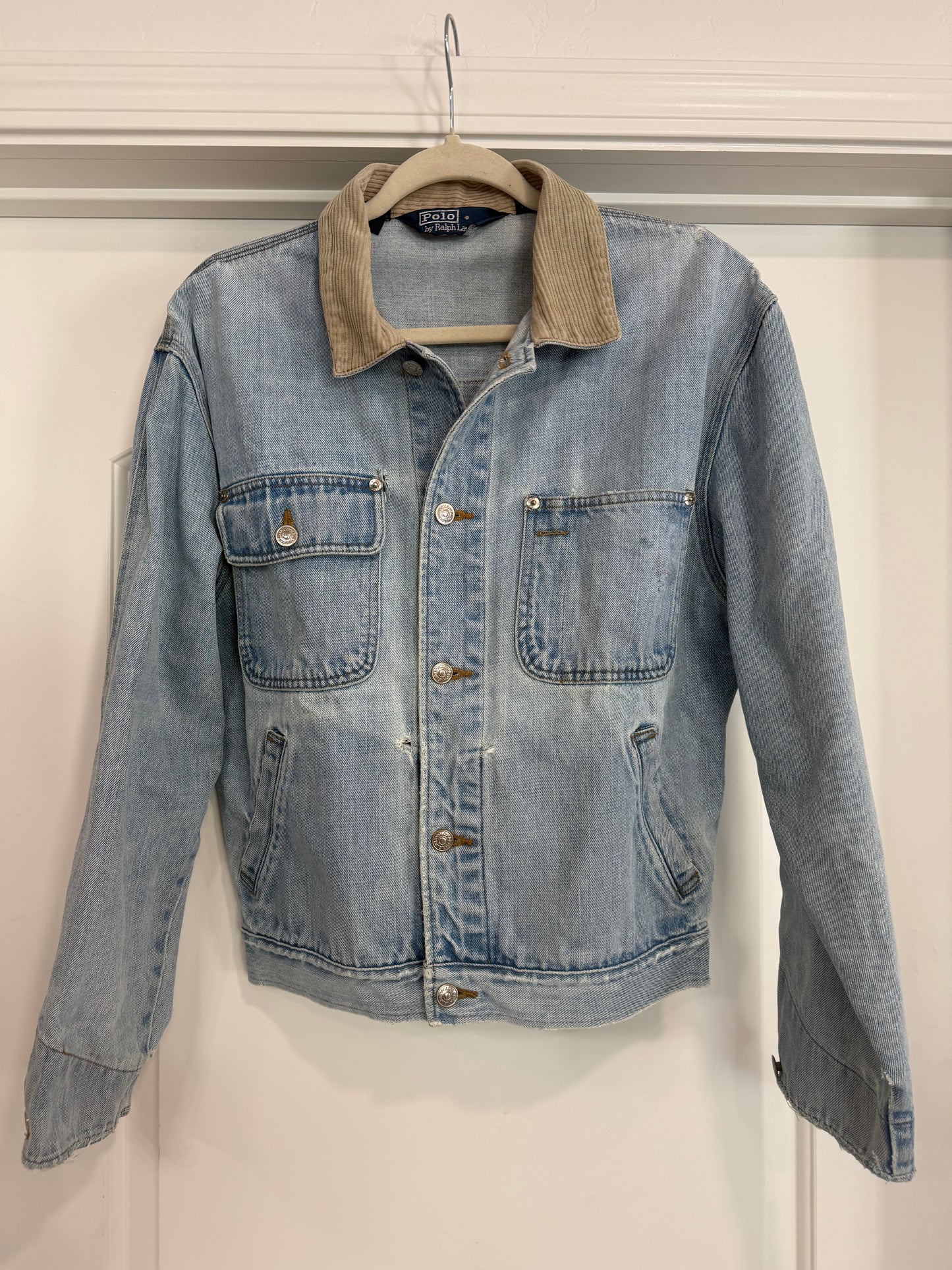 NEW!! Vintage Ralph Lauren Denim Patch Flag Jacket Size Medium