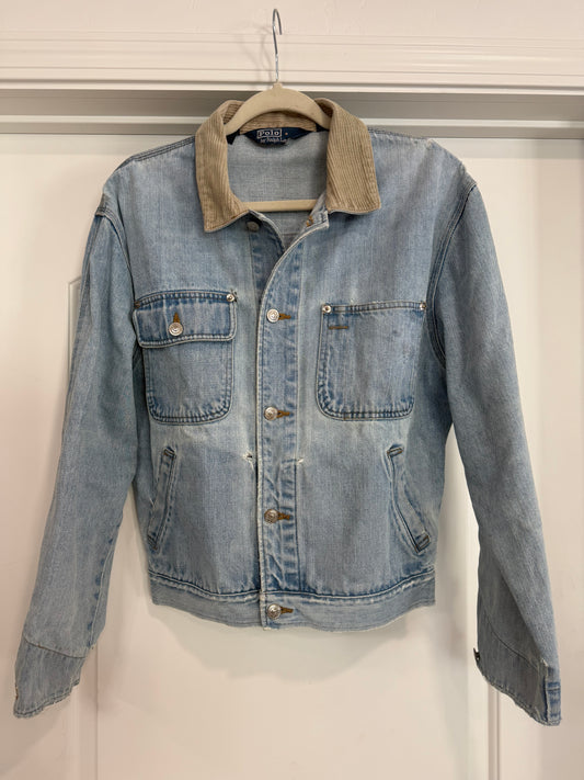 NEW!! Vintage Ralph Lauren Denim Patch Flag Jacket Size Medium