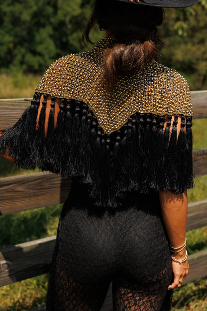 Two Tone Fringe Tassel Cape