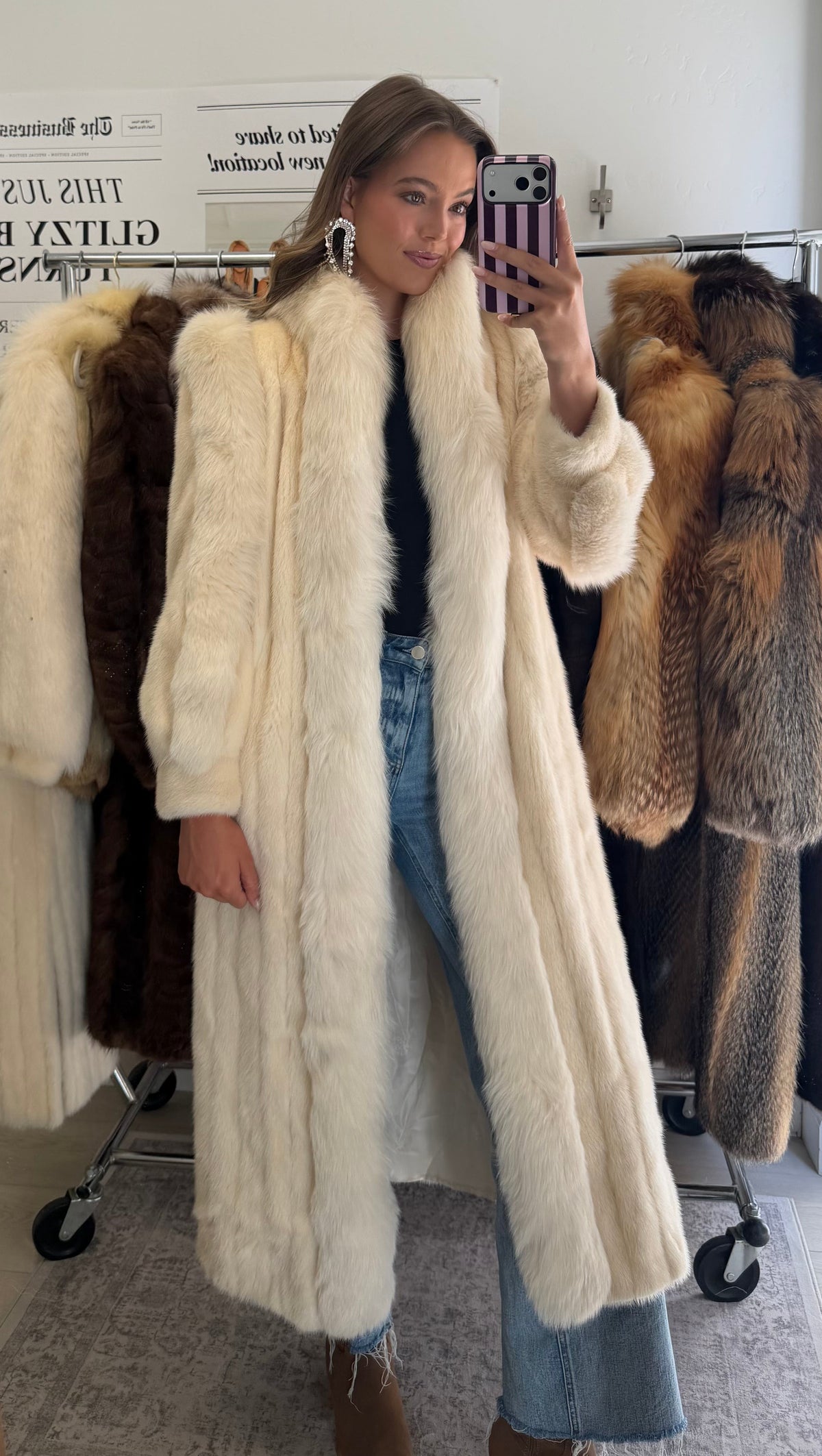 #63 Blonde Mink Coat w/ Fox Tuxedo Size Small
