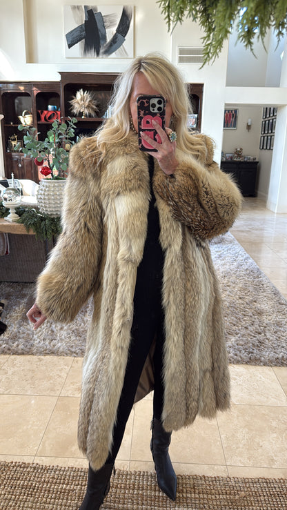 #37 Vintage Coyote Fur Full Length Coat