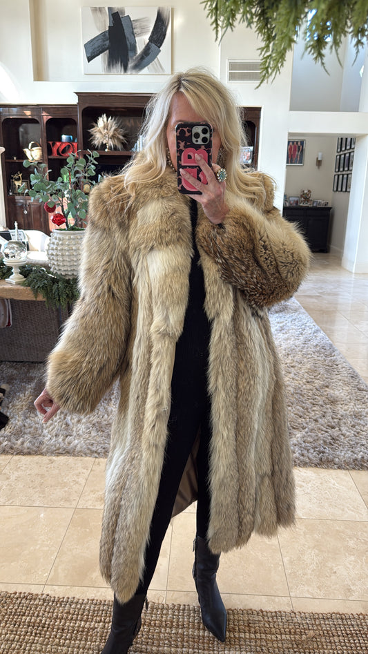 #37 Vintage Coyote Fur Full Length Coat