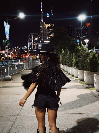 Black Fringe Tassel Cape