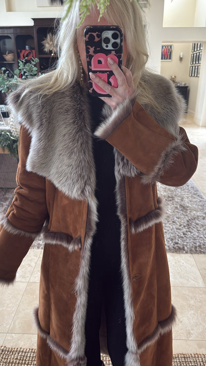 #16 Vintage Shearling Lambskin & Fur Long Coat