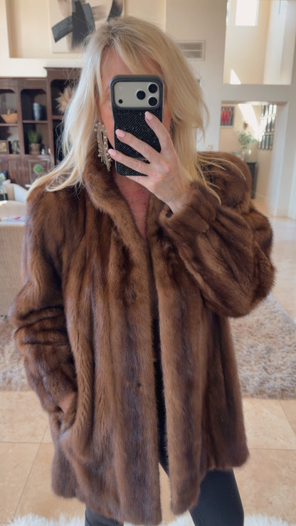 #10 Vintage Yves Saint Laurent Mahogany Mink Jacket, Size Small/Medium