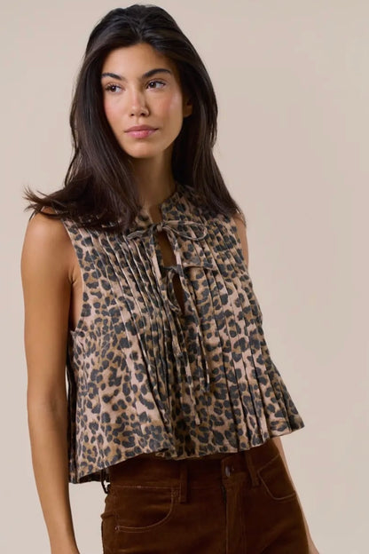 FINAL SALE!! Front Tie Leopard Top