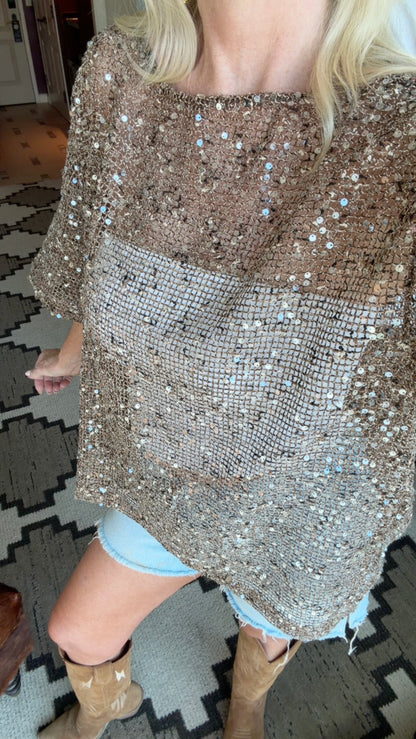 Sequin Oversized Mesh Top in 4 Colors