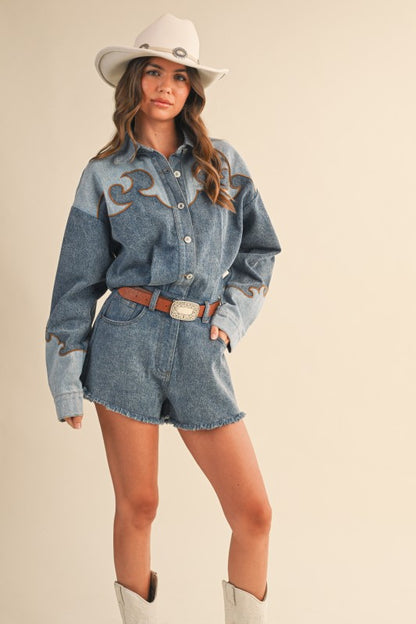 The Outlaw Denim Western Romper