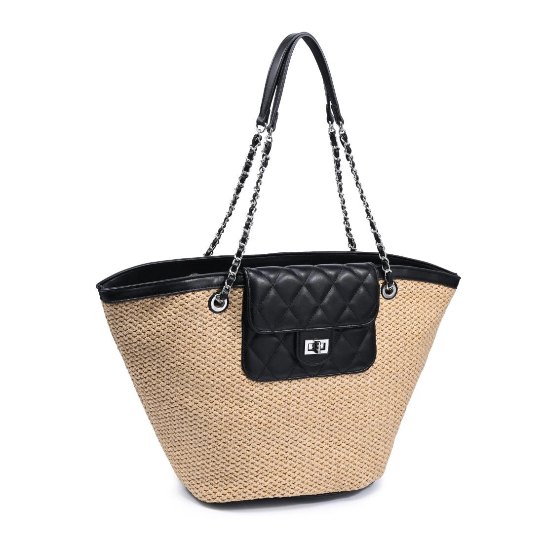 "Portofino" Straw Tote in Black