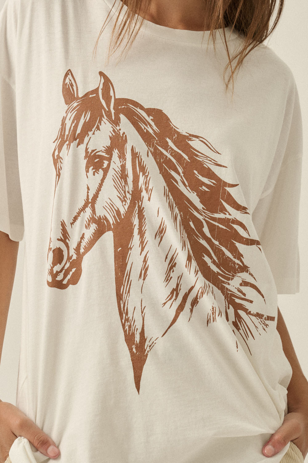 Vintage Horse Graphic Tee - Ivory
