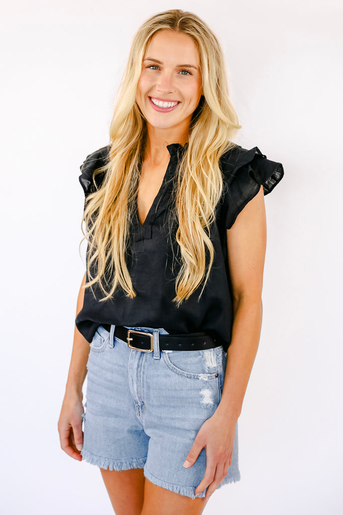 NEW!! Poppy Linen Blouse in Black