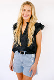 BEST SELLER!! Poppy Linen Blouse in Black