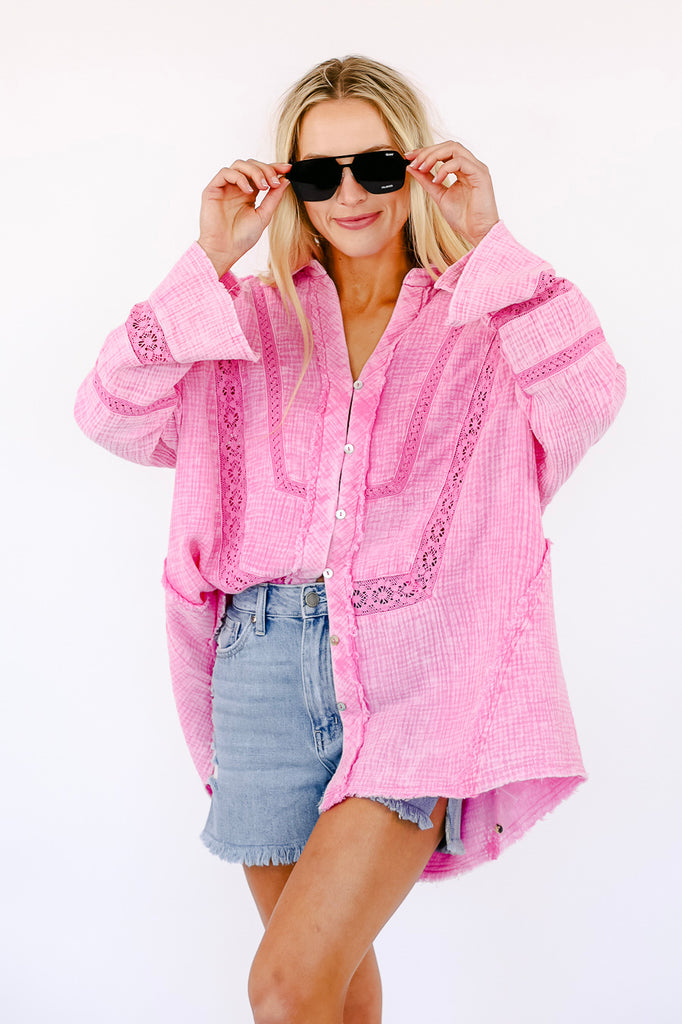 NEW!! Kendra Button Down in Pink