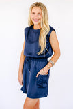 NEW!! Levi Navy Silk Mini Dress in Navy