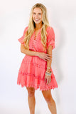 NEW!! Elaina Eyelet Dress in Coral