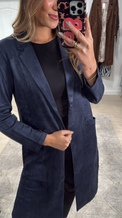 FINAL SALE!! "Sloane" Faux Suede Duster in Navy