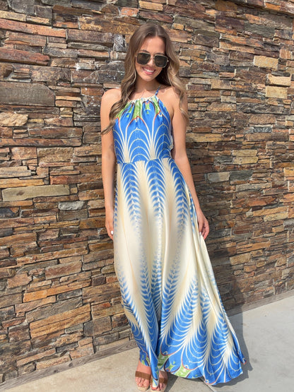 NEW!! The "Amalfi" Halter Maxi Dress in Peacock