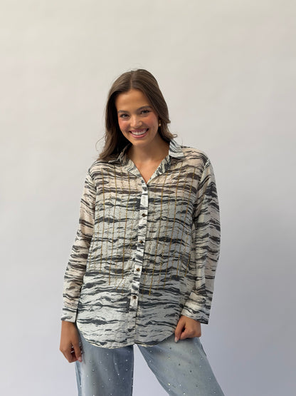 FINAL SALE!! "Savoir" Rhinestone Button Down Top in 2 Colors