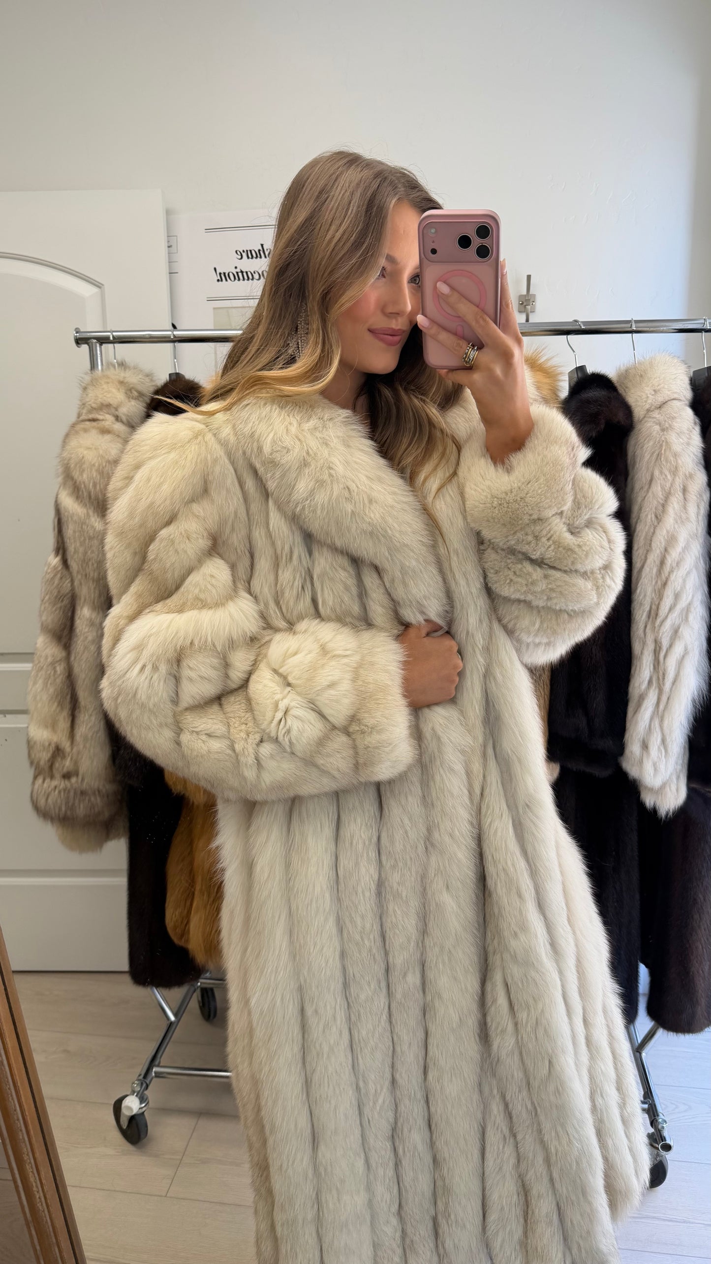 #24 Vintage Blue Fox Coat Size M/L